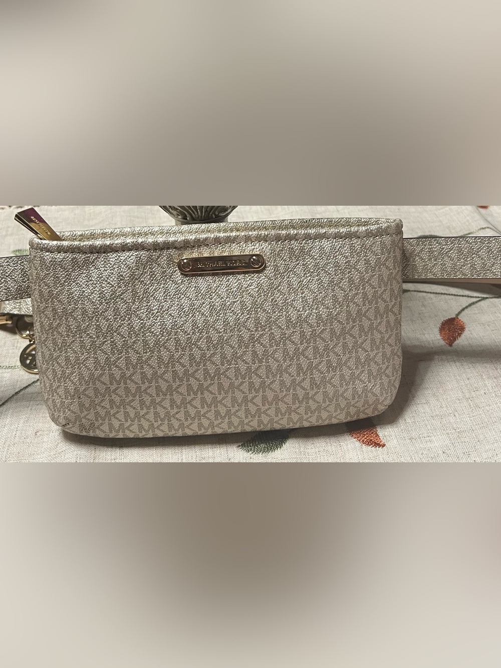 Michael Kors Cream Logo Print Crossbody Belt Bag